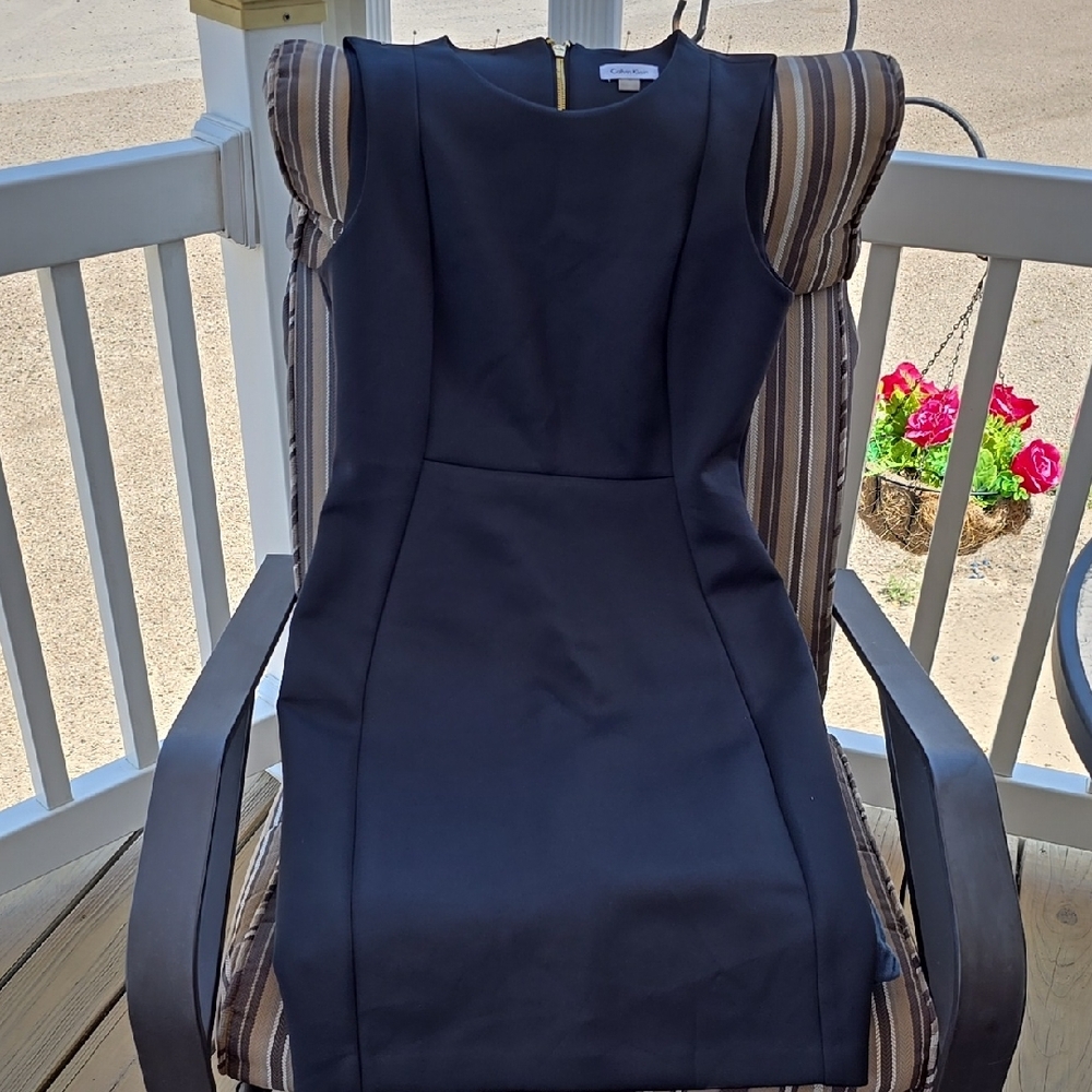 Calvin Klein Black Ribbed Sheath Midi Dress - Picture 7 of 13